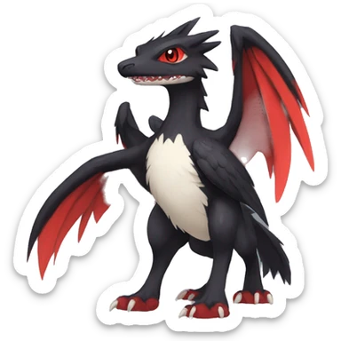 Anthro Cute cool black red nargacuga animal hybrid Fakemon full body sticker