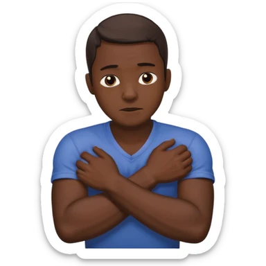 Man strangling  Himself with arms crossed over and grabbing neck tightly sticker