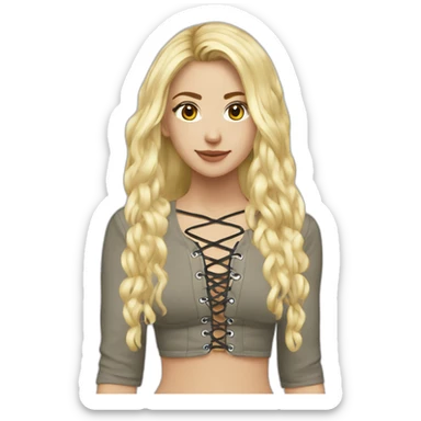 caucasian straight long haired blonde plush lace up crop top sticker