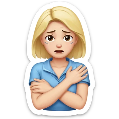 Chica con los brazos cruzados en su cuello llorando sticker