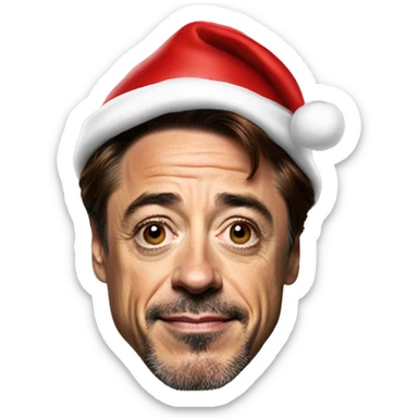 Robert Downey Jr. with santa hat sticker