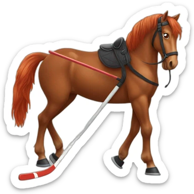 brown horse with red hair and hockey stick sticker