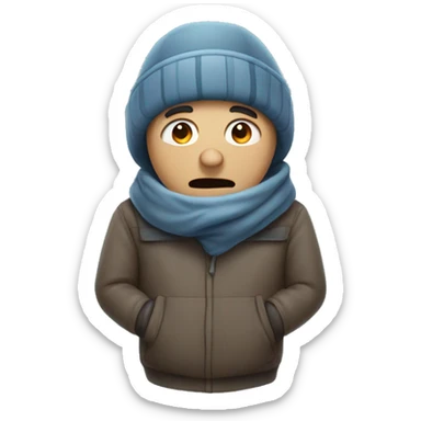 man freezing in the cold sticker