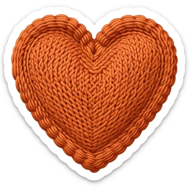 Knitted terracotta heart sticker