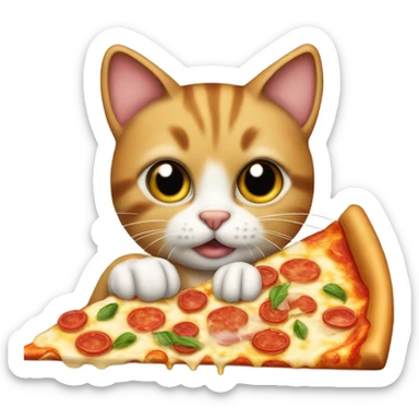 A cat eating pizza sticker