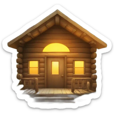 bright sun shining on a wood cabin sticker
