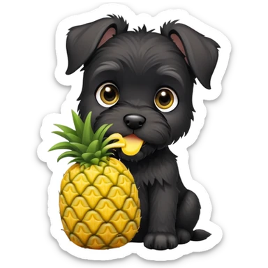 Black schnauzer puppies eating pineapples sticker