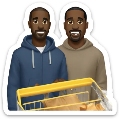 Travis Scott and Kanye West shopping at Aldi for peanut butter sticker