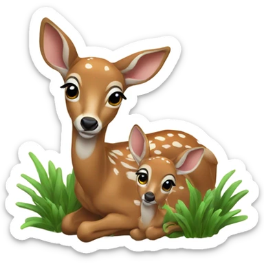 Doe with fawn sticker