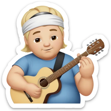 Overweight Blonde man in his 60’s with headband playing guitar sticker