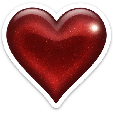 glittery dark red heart sticker