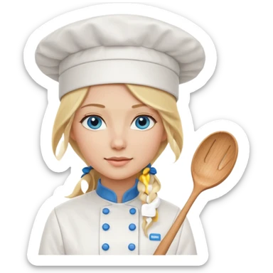 Long Blonde hair blue eyed female chef sticker