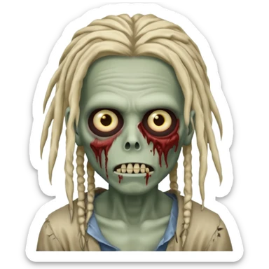 zombie boy with dreadlocks covering his face sticker