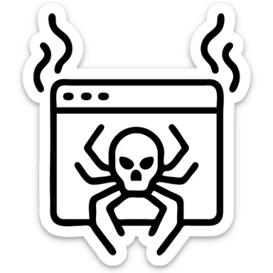 sharp clear icon of the dark web with clear lines, smoke escaping from icon suggesting secrecy or danger sticker
