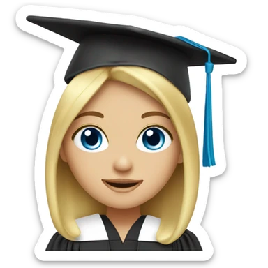 blond girl blue eyed graduation sticker