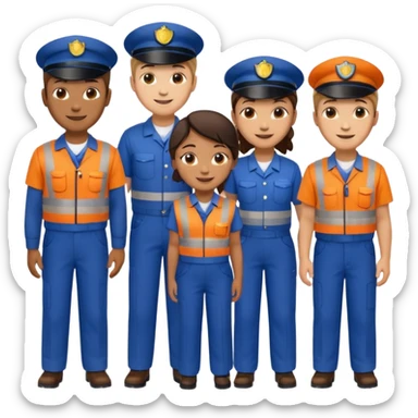 group of multiracial railway standing sticker
