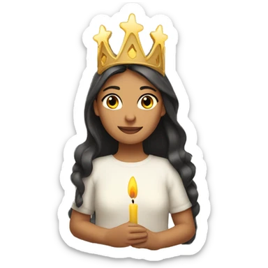 lucia with candles in her lucia crown sticker