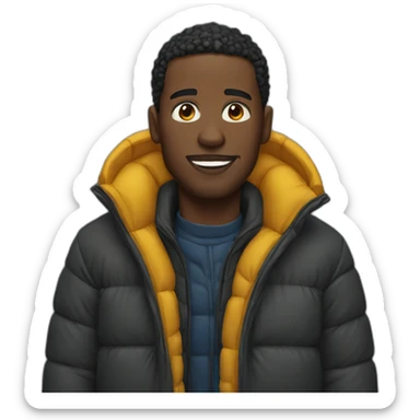 Black man wearing a puffer jacket  sticker