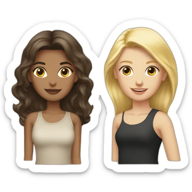 blonde girl and brunete girl sticker