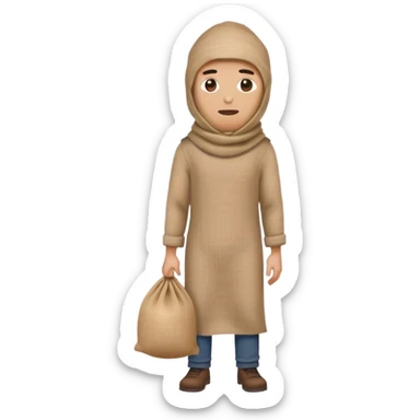 man with burlap sack over head full body standing sticker