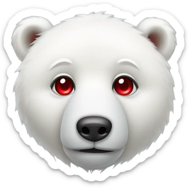 white polar bear with heart red eyes sticker