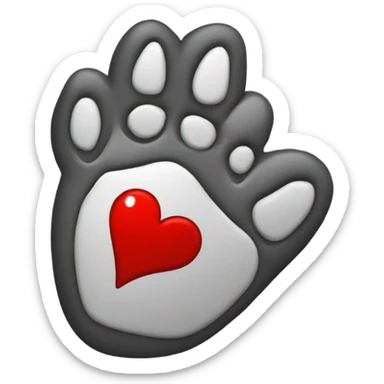 black paw in red heart sticker