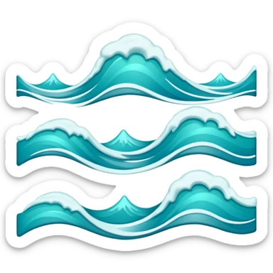 3 ocean waves, arranged horizontally sperately sticker