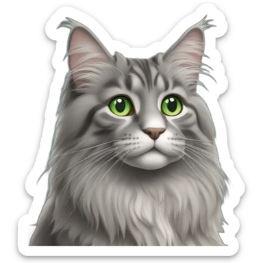 gray-blue-furred-green-eyed-norwegian-forest-cat sticker