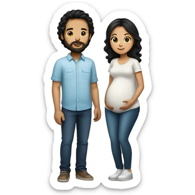 Couple pregnant Girl with Black hair Boy with Brown hair and Beard sticker