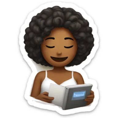 Girl in bed with kindle  sticker