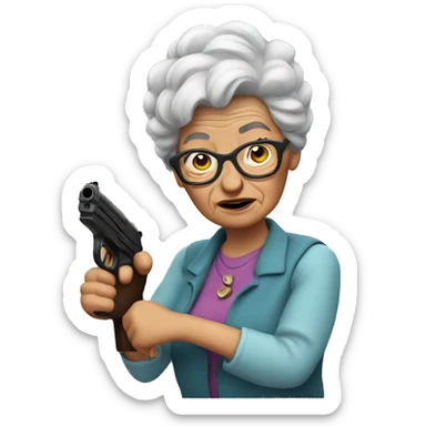 Granny with a gun sticker