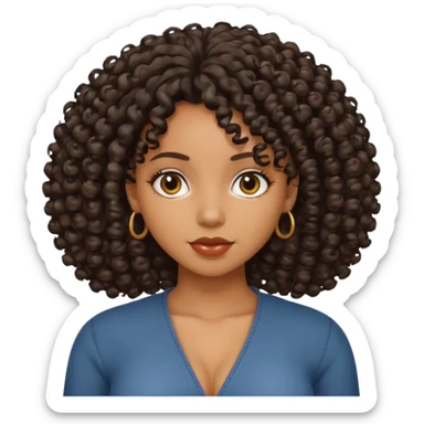 Black girl with curly hair with big bobs sticker