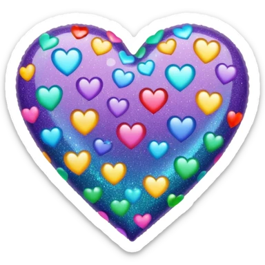 glitter heart with polka dot multi-color pattern sticker