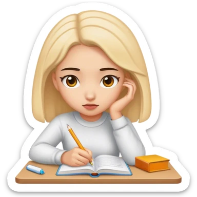 a girl studying very hard sticker