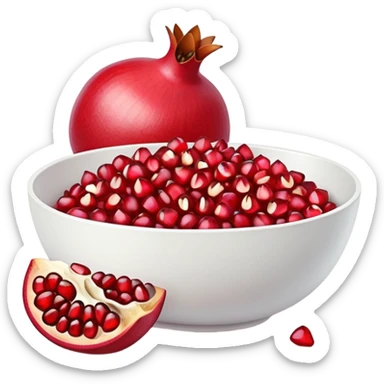 open pomegranate with a bowl of pomegranate seeds sticker