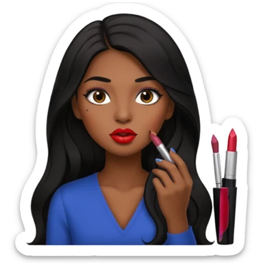 Una niña morena maquillandose con pelo largo sticker