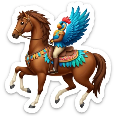 Bird riding a horse sticker