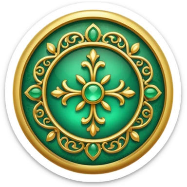 Jade and gold filigree style rounded icon button sticker