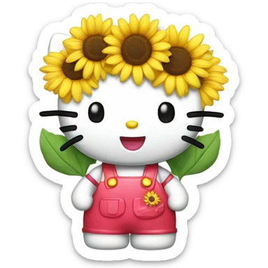 Hello kitty with sunflower  sticker