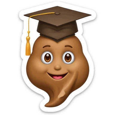 poop emoji with grad cap on sticker