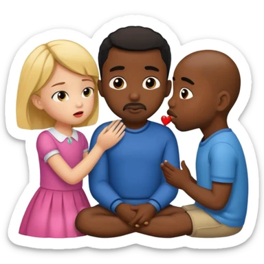 A 7-year-old girl gets bored while two black men are kissing. sticker