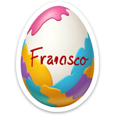 easter egg with the name francisco written on the side sticker