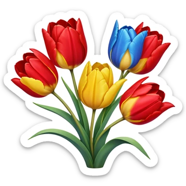 primary color tulips - red, blue, and yellow tulip flowers sticker