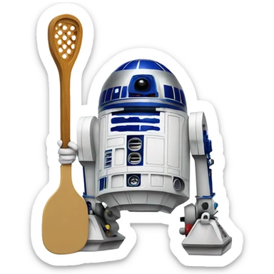R2d2 with a pickleball paddle sticker