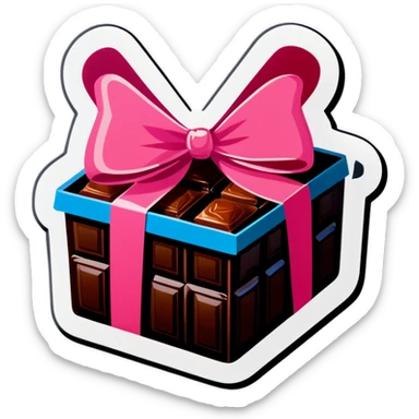 box of chocolates with pink bow sticker