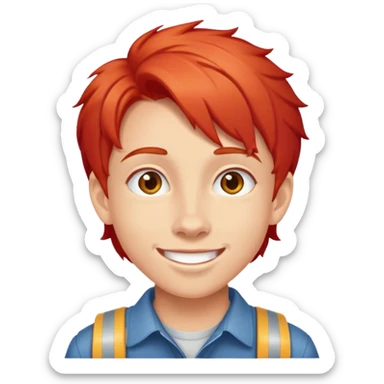cheerful teenager on the road with red hair  sticker