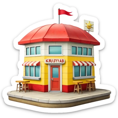 Krusty Krab restaurant from SpongeBob, anchor-shaped fast food building sticker