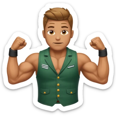 A fir person wearing vest only upper body reflexing muscles sticker