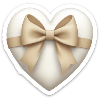 white heart with beige bow sticker