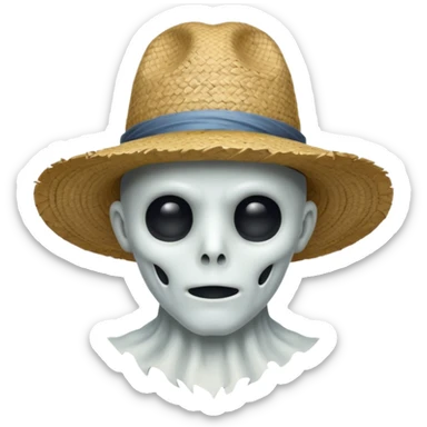 ghost farmer portrait, head and shoulders only, straw hat, spooky pale face, cracked skin, haunted vibe, 3D cartoon, mobile game icon style, clean background, no text, no watermark
 
 sticker